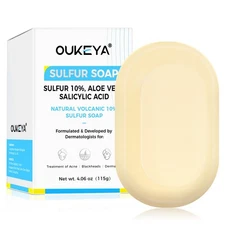 OUKEYA Sulfur & alicylic Acid For Face & Body Acne Treatment Sulphur Soap Bar