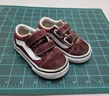 Vans Old Skool Shoes Toddler Sz 4 Maroon Red Hook Loop Skate Sneakers Trainers