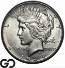 1934-S Peace Dollar *Key Date, Low Mintage* RARE IN MS, Nice Luster!