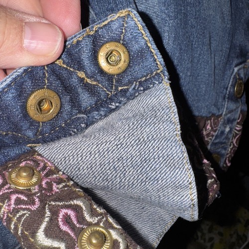Jeans Phat bambino vintage bambina taglia 4 bottoni gambe metallo ricamo Y2K - Foto 8 di 8