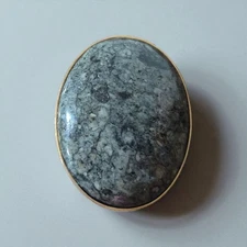 Vintage Estate Scarf Clip Goldtone 1.6 In Dress Tan Plastic Oval Brown