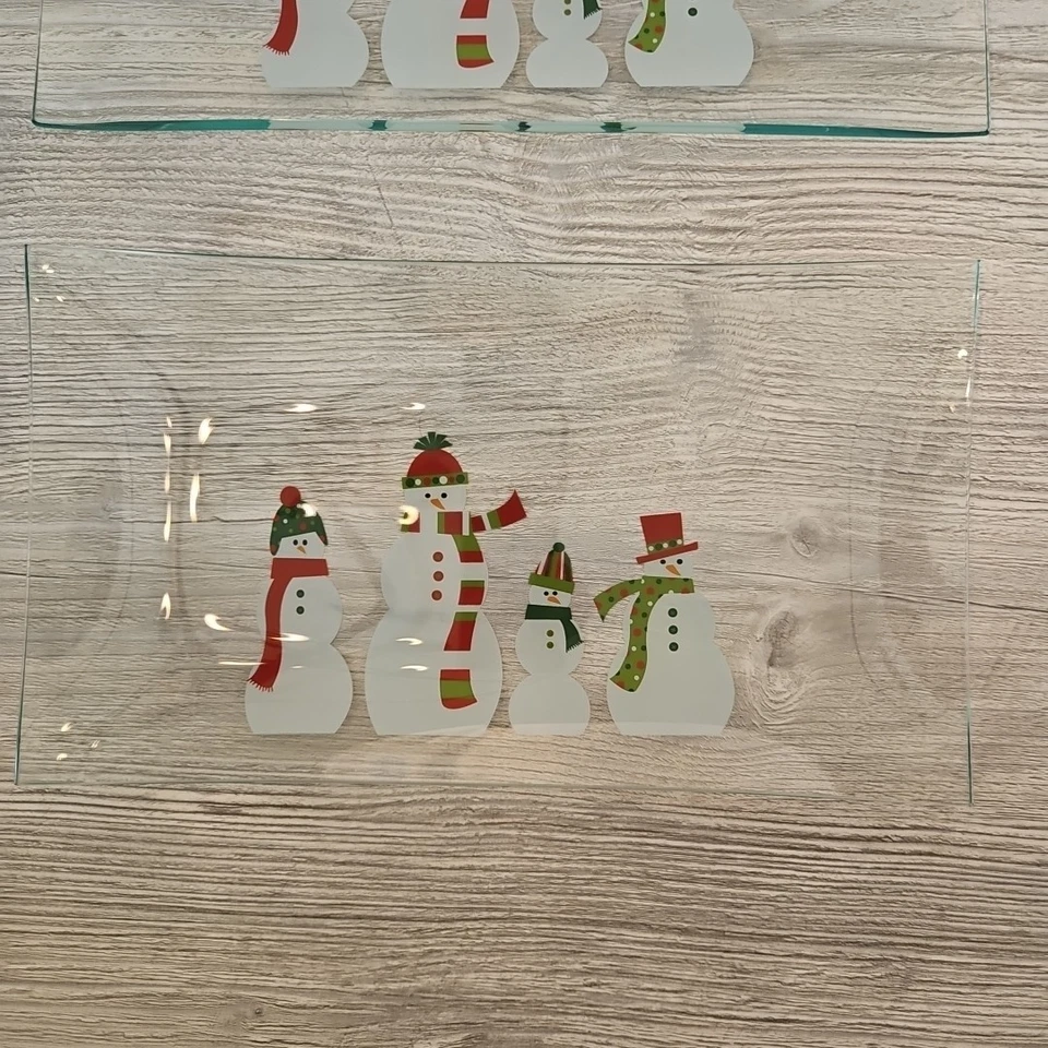 Juego de 2 platos de Navidad rectangulares The Pampered Chef muñecos de nieve 2821 Foto 2 de 4