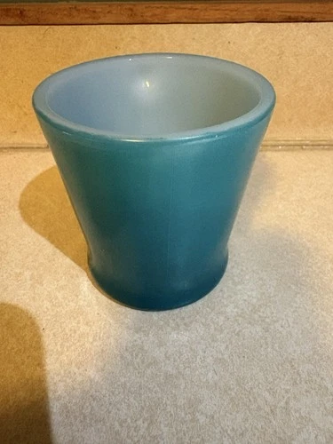 Fire King Glass cup Mug Turquoise Turquoise Handle Vintage Oven Ware USA