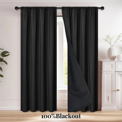 1 100% blackout curtain with pole pocket, curtains for living room, bedroom...