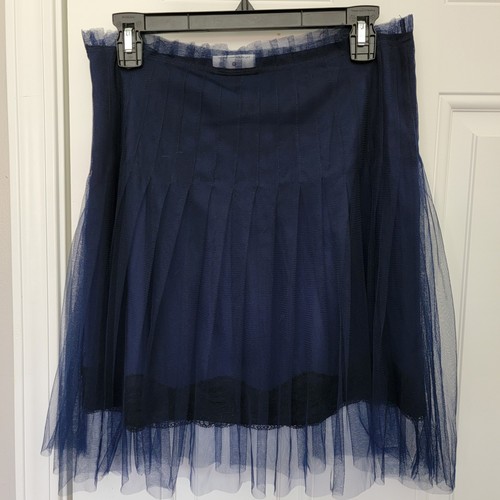 Minigonna Rodarte Target Tulle Pizzo Raso Navy Nera Party Cocktail Nuova con etichette Taglia 8 - Foto 7 di 13