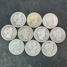Lot of 10 Barber Half Dollars - Better Dates - All Different - Build Your Set!
