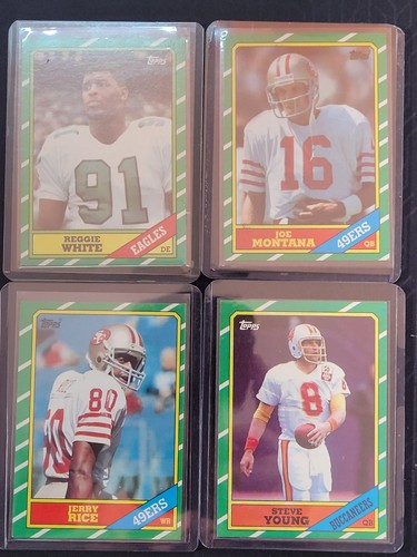 1986 Topps Football, Jerry Rice, Steve Young, Joe Montana, Reggie White ...