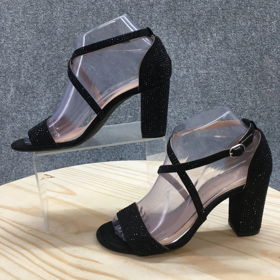 Kelly & Katie Sandals Womens 6.5 M Paloona Strappy Pumps Black Rhinestones - Image 2 of 4