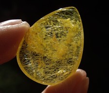 Bright Yellow Rutile Inside Clear Quartz Polished Teardrop 28.9cts