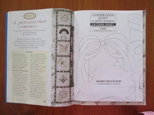 A FEDERATION QUILT Jenny Haskins Pattern Book Machine Embroidery Blocks 1998 - Picture 3 of 5
