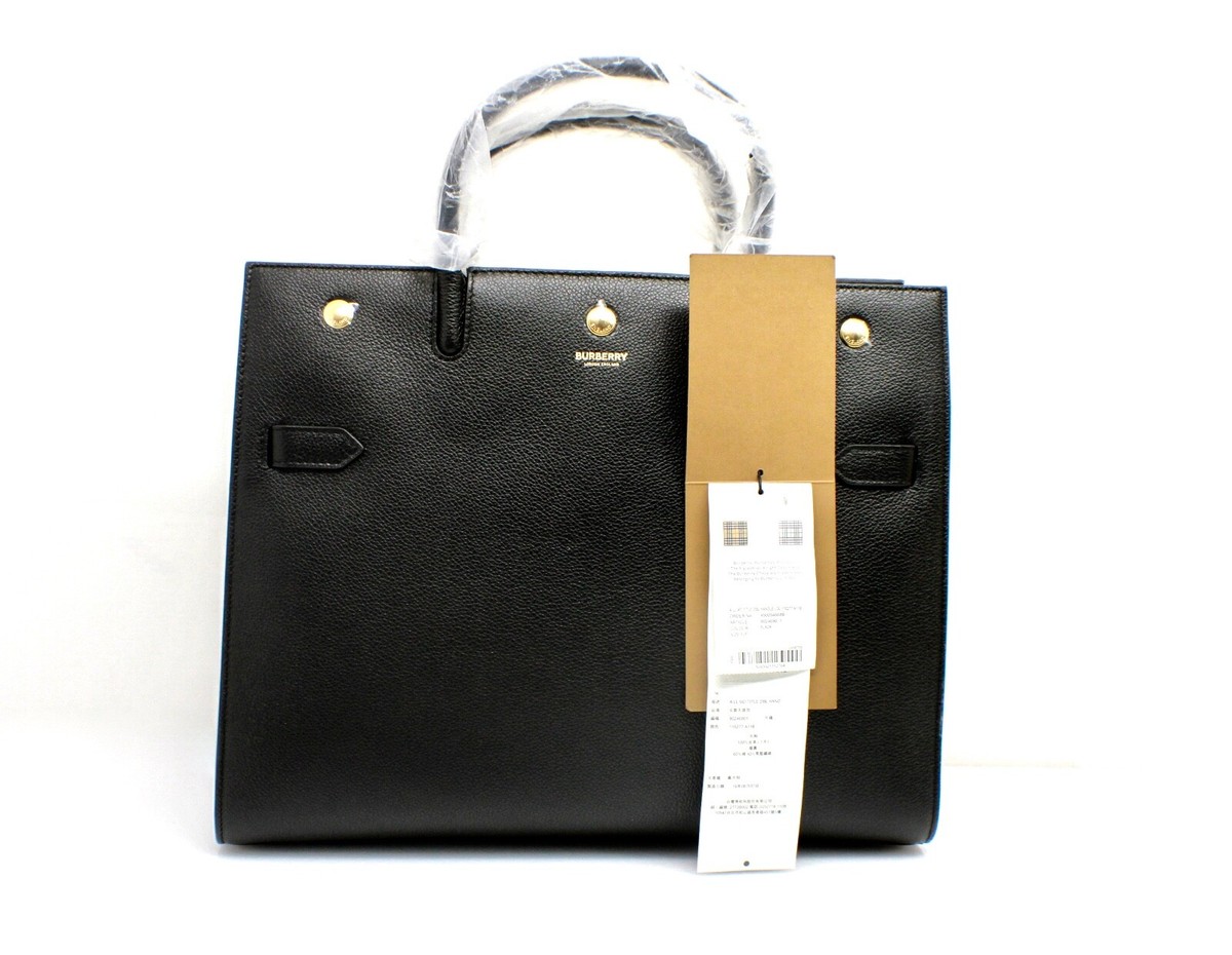 Burberry Grainy Calfskin Large Title Bag Black 8024690