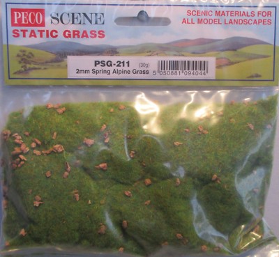 Peco PSG-211 - Statische Rasen - 2mm Feder Alpine Scatter 30g Tasche