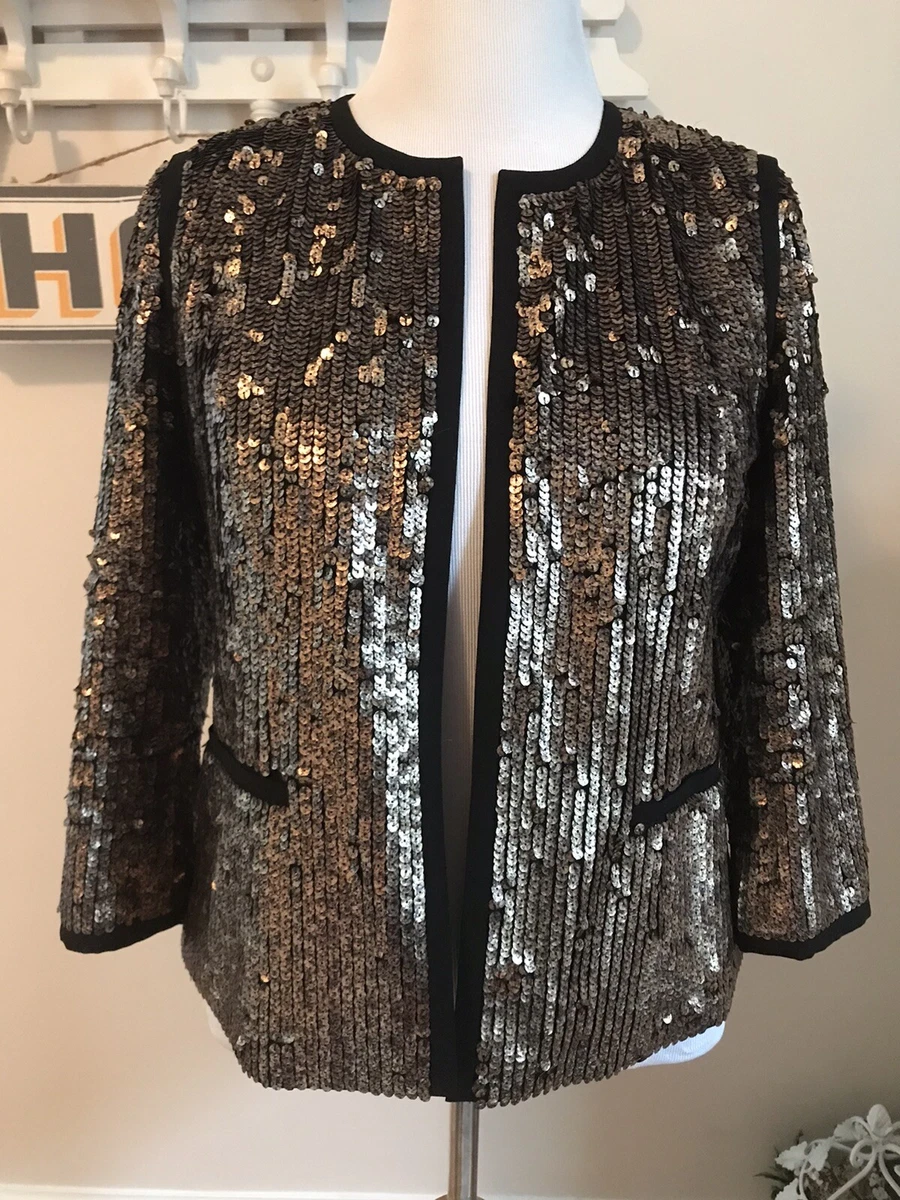 Black gold sequin jacket sales