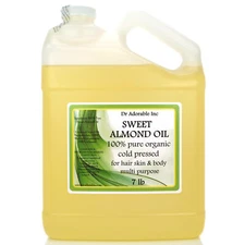 7 LB / 1 Gallon Sweet Almond Oil Pure Organic Cold Pressed Best Multi Purpose
