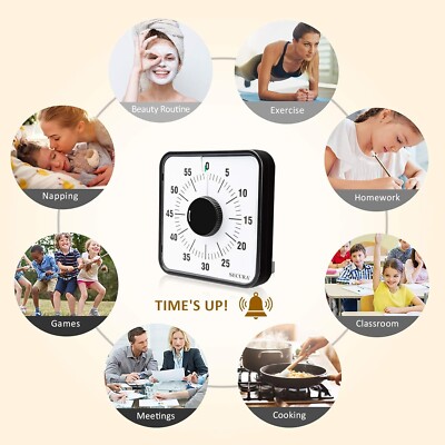 Kitchen Timer 60-Minute 7.5inch Mechanical Visual Timers For Cooking Teaching Me