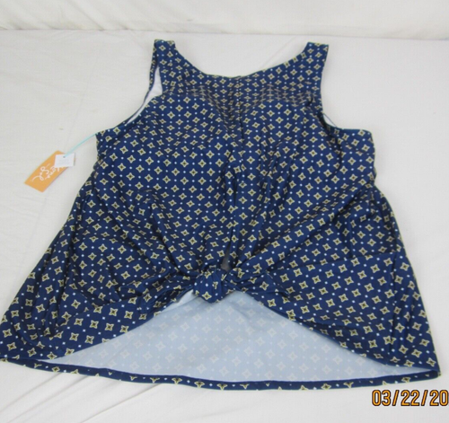 Kona Sol Women's Tile Print Tie Back Tankini Blue L - Picture 12 of 14