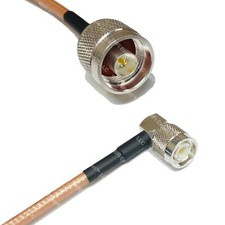 RG142 Silver N MALE to TNC Male Angle Coax RF Cable USA Lot