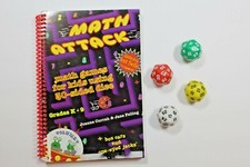 5 item lot of Math Attack Math Games for kids  using 30-sided dice. Fun w/ math