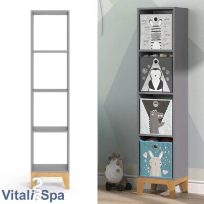 Kinderregal Hochregal Würfelregal Malia Grau Eiche modern 35x160 cm VitaliSpa