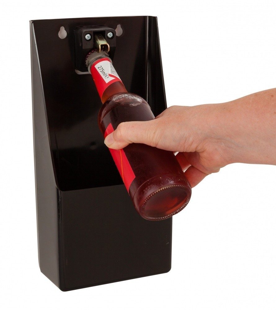 Professional Stand Up Bottle Opener - Black Bottle Cap Catcher for Hotel Bar Pub