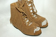 NEW Toddler JOYFOLIE Brown Suede KHLOE Fringe Lace Up Gladiator Sandals Sz 5