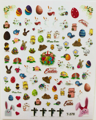 OSTERN Nail Art Nagel Sticker selbstklebend Tattoo Hase Ei Blume T-376-1627