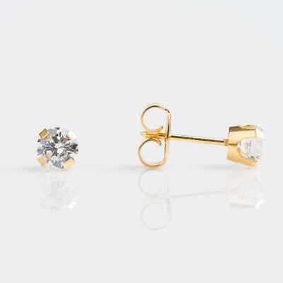 Studex Gold TIFF. Ohrstecker 5 mm Zirkonia