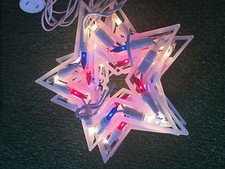 New Set Of Five 6 Inch Red, White  Blue Hanging Star 4th Of July Lights