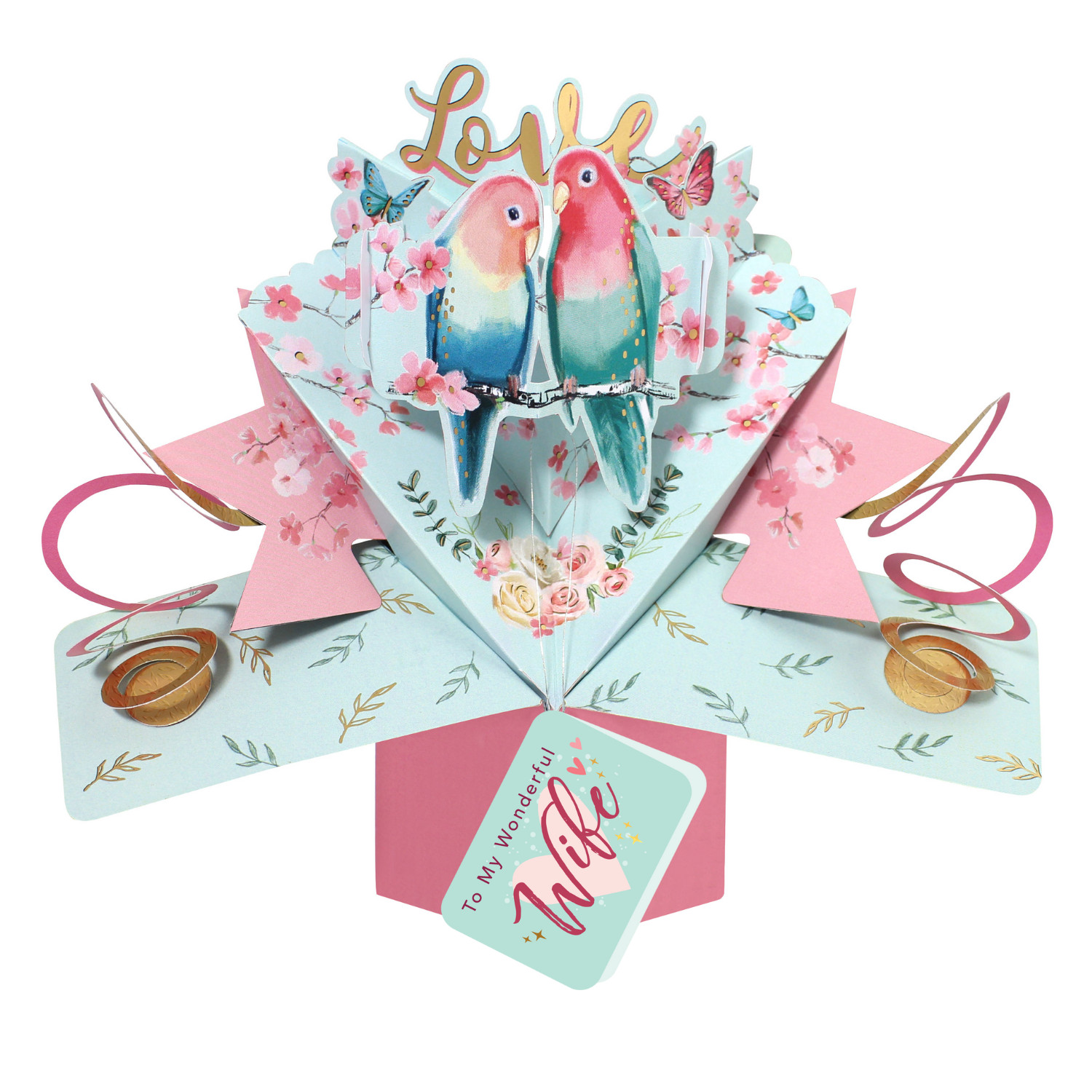 Love Birds To Wonderful Wife Pop Up Anniversary Card Suit Any Romantic Occasion
