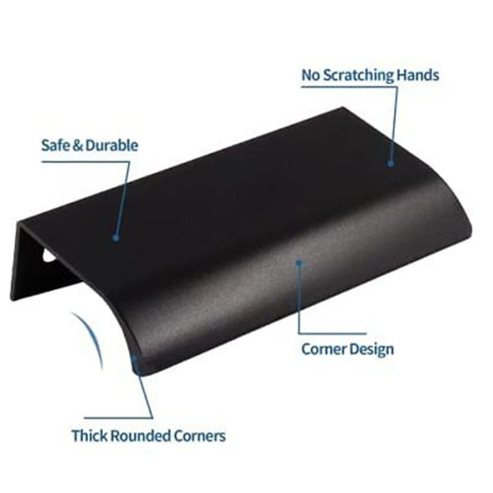 Black Aluminum Finger Edge Pull Handles 10 Pack for and