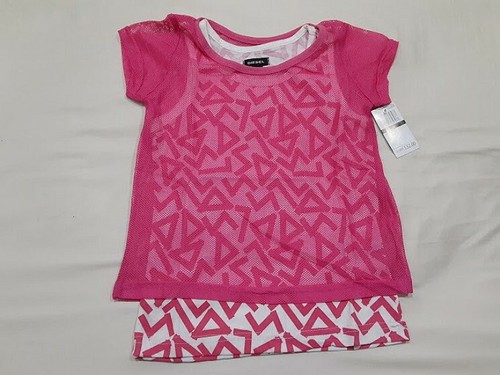 DIESEL GIRL TOP WITH SHORT SLEEVE COLOR CARMINE ROSE SIZE 6X - 第 1/2 張圖片