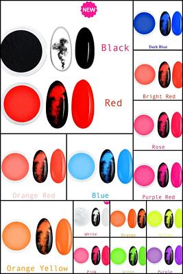 SMOKE POWDER Smoky Effect Nail Powder 15 Colours Neon RAINBOW Dust Manicure 