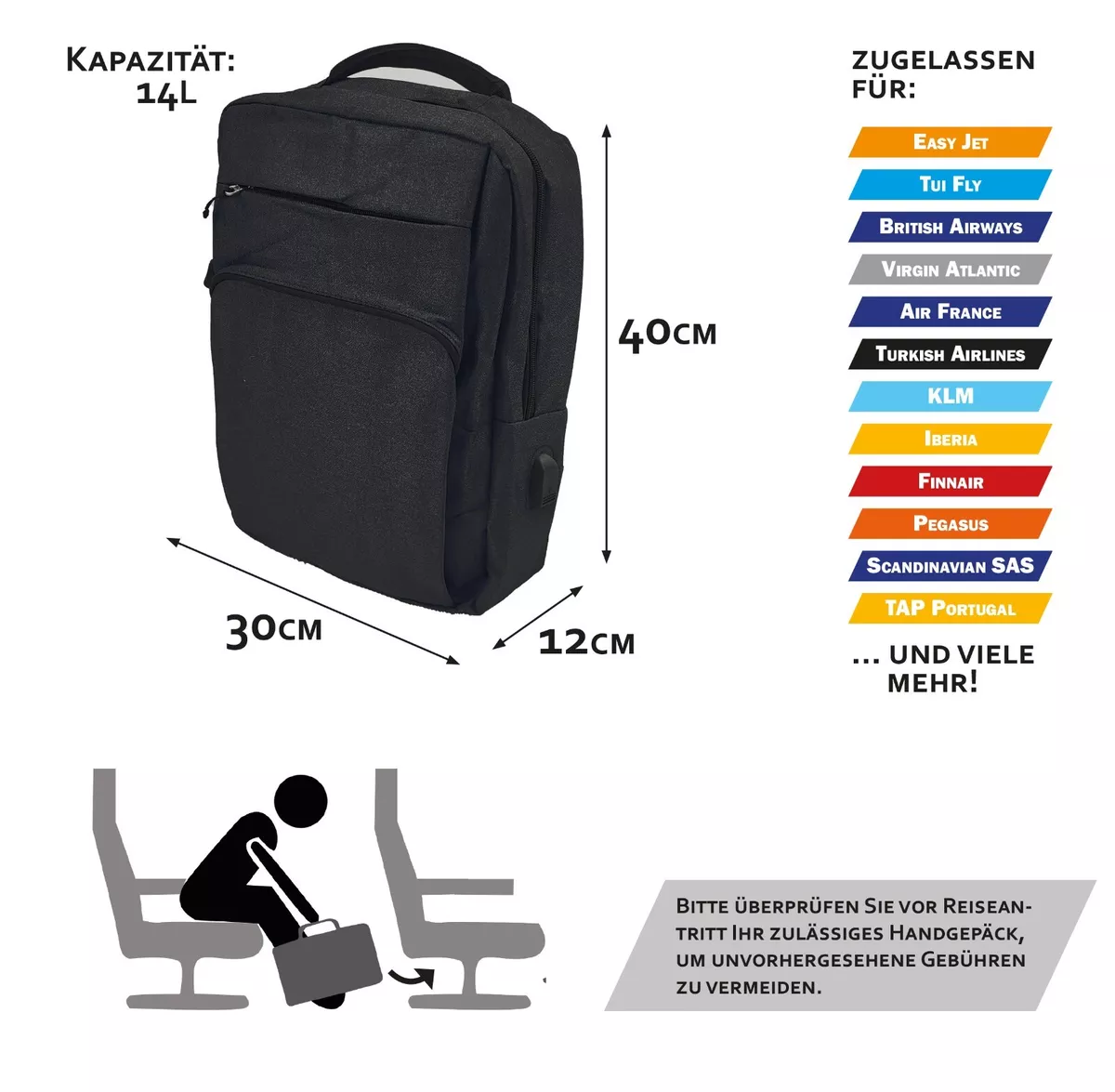 SAC DOS bagage main bagage cabine main sac dos avion bagage bord PETIT