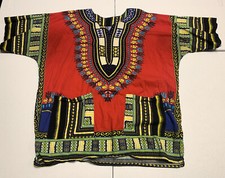 Vtg African Dashiki Mens Shirts Poncho Ethnic Hippie Unisex Tops Blouses Pockets