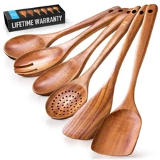 Zulay Teak Wooden Utensils Set