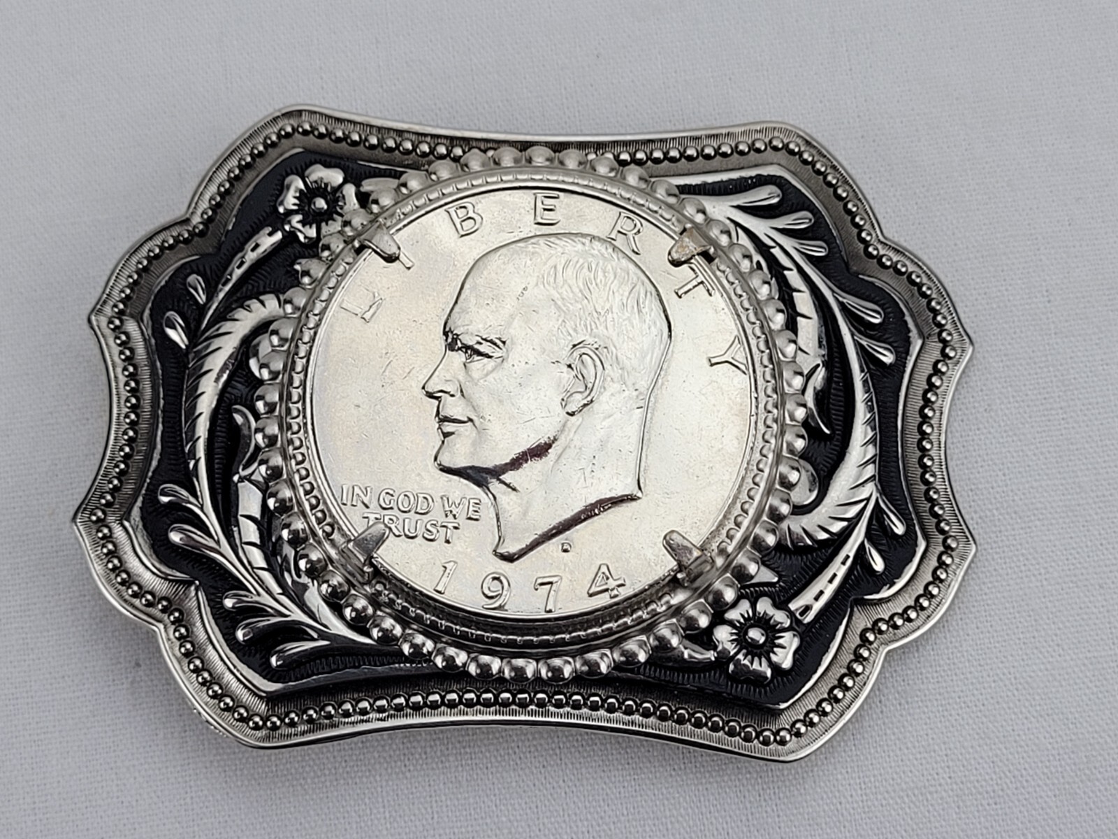 Vintage 1974 Liberty Coin Belt Buckle BB1 Silver Collectible