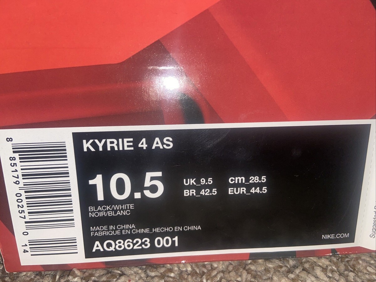 ZX様 New Men's Size 10.5 Nike Kyrie 4 “All-Star” AQ8623-001 Black/White