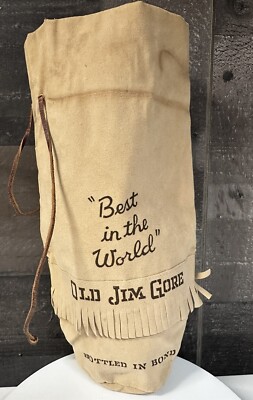 Vtg 50s OLD JIM GORE BOURBON Original Suede Bottle Bag Bardstown Kentucky 4/5 Qt