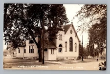 Elkader Iowa IA Christian Church Real Photo Postcard RPPC 1943