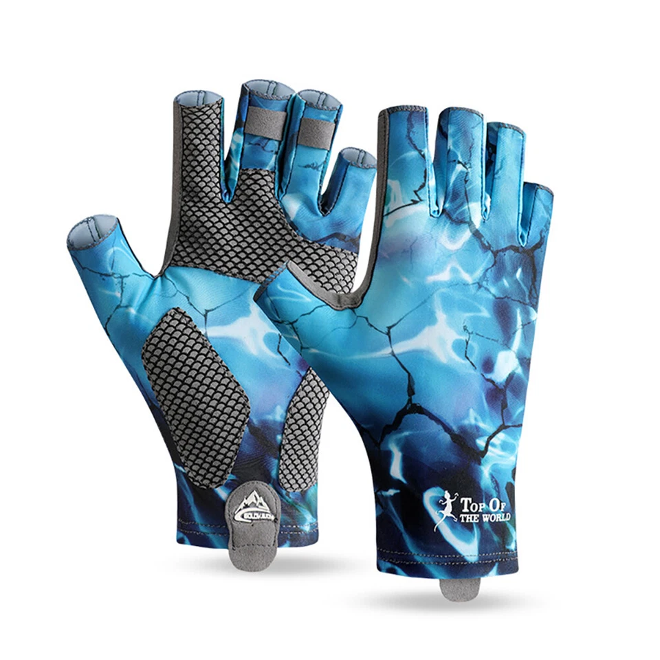 Luvas de pesca unissex sem dedos respiráveis luvas de proteção solar aderência antiderrapante - Imagem 3 de 4