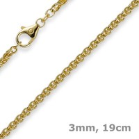 3Mm Armband Armkette Zopfkette Aus 585 Gold Gelbgold, 19Cm, Unisex, Goldarmband