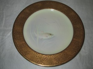 Rare Antique Lenox Porcelain Gold Ground Fish Plate Signed Eugene De Lan Ebay