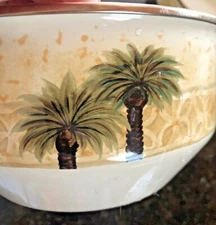 Pair Vintage VITROCERAMIC PALM TREES Bowls Enamel