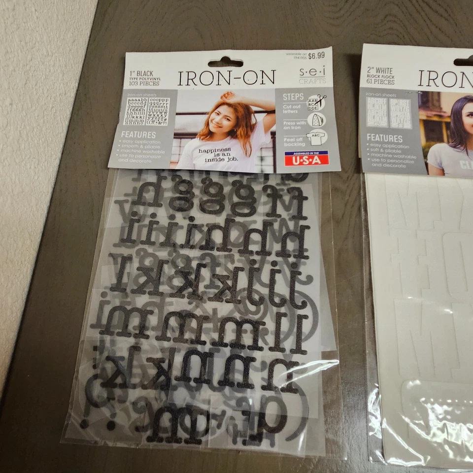 SEI Crafts IRON - ON Letters Lot of 6 Alphabet Letters - Opened - Image 4 of 4