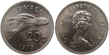 Tuvalu - 20 Cents 1976 - Kupfer-Nickel-Legierung, 11.25g, ø 28.45mm KM# 5