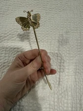 VINTAGE BRASS BUTTERFLY BOOK MARK PAGE KEEPER BUTTERFLY 4 INCHES Taiwan Made