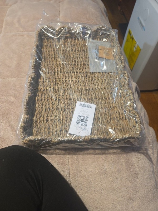 12” Wicker Scalloped Edge Serving Tray, Rectangle Tray