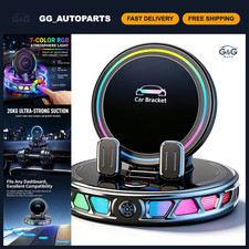 15W Fast Wireless Car Charger Phone Mount, Auto-Clamp Dashboard Holder, RGB Li