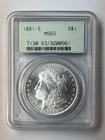 1881-S Morgan Silver Dollar PCGS MS63 Vintage Green Holder