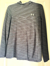 Under Armour HeatGear Hooded Heathered Fitted T-Shirt Long Sleeve Gray M